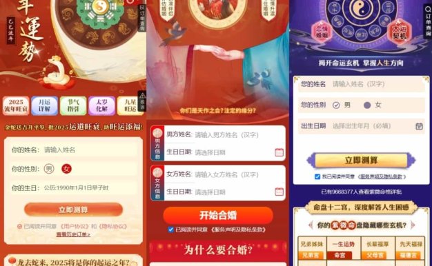 2025新版蛇年测算系统源码/算命/起名程序